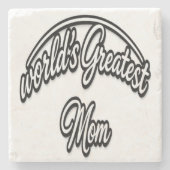 World’s Greatest Mom Elegant Cursive Design ストーンコースター (正面)