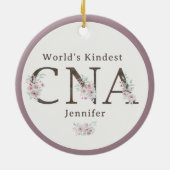 World’s Kindest CNA Floral Christmas セラミックオーナメント (裏面)