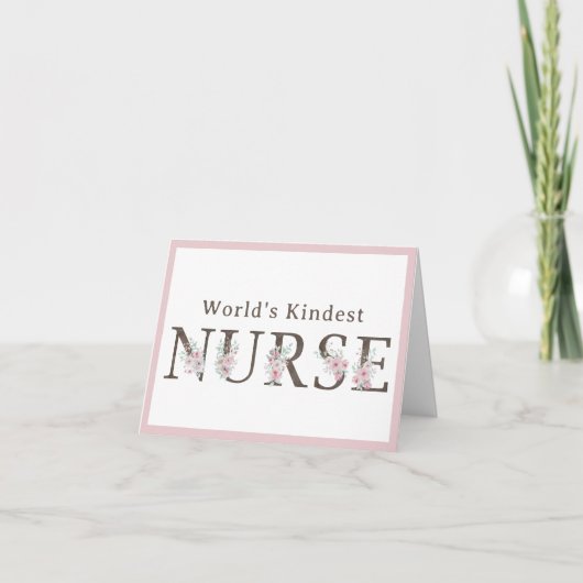 World’s Kindest  Nurse Floral Christmas サンキューカード (正面)