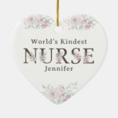 World’s Kindest Nurse Floral Christmas セラミックオーナメント (裏面)