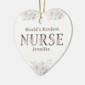 World’s Kindest Nurse Floral Christmas セラミックオーナメント (左)