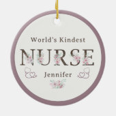 World’s Kindest Nurse Floral Christmas セラミックオーナメント (裏面)