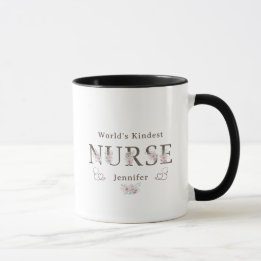 World’s Kindest  Nurse Floral Christmas マグカップ