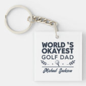 World’s Okayest Golf Dad Custom Name Design キーホルダー (正面)