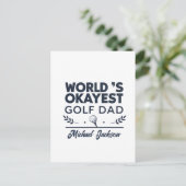 World’s Okayest Golf Dad Custom Name Design ポストカード (スタンド正面)