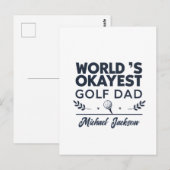 World’s Okayest Golf Dad Custom Name Design ポストカード (正面/裏面)