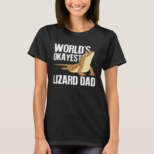 World s Okayest Lizard Dad Pet Bearded Dragon Rep Tシャツ (正面)
