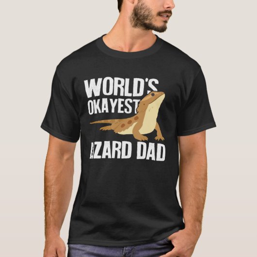 World s Okayest Lizard Dad Pet Bearded Dragon Rep Tシャツ (正面)