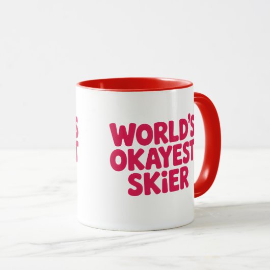 World’s Okayest Skier Funny Ski Mug マグカップ (正面右)