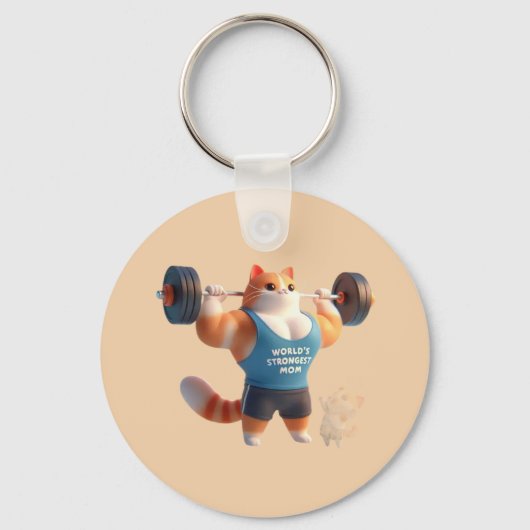 World’s Strongest Mom Cat Keychain キーホルダー (正面)