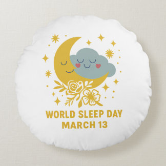 World Sleep Day – Rest in Style  Round Pillow ラウンドクッション
