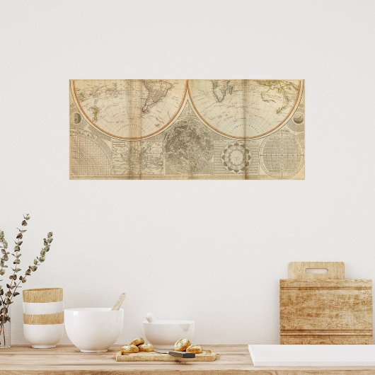 World south hemisphere map ポスター (キッチン)