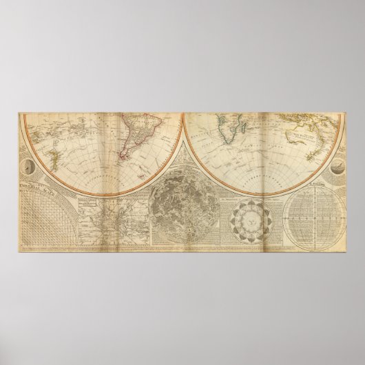 World south hemisphere map ポスター (正面)