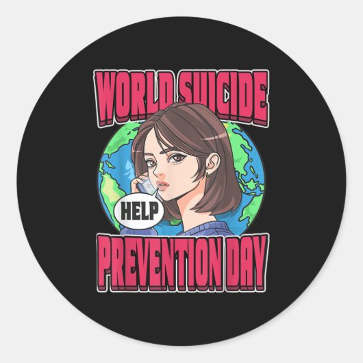 World Suicide Prevention Day Awareness September 1 ラウンドシール (正面)