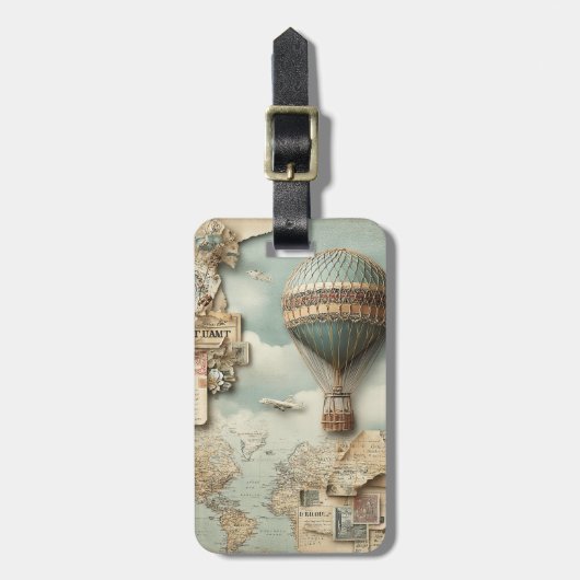 World Travel Hot Air Balloon ラゲッジタグ (正面縦)