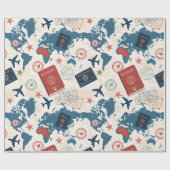 World Travel Map Pattern ラッピングペーパー (フラット)