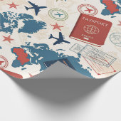 World Travel Map Pattern ラッピングペーパー (角)