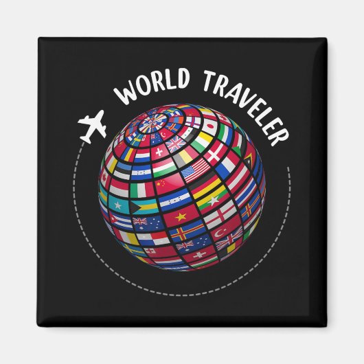 World Traveler Map, World Flags Traveler, Countrie マグネット (正面)