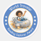World Traveler Teacher Reading Explorer Award ラウンドシール (正面)