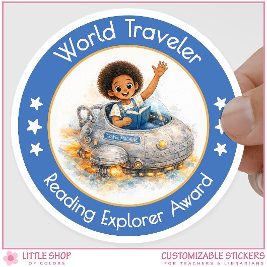 World Traveler Teacher Reading Explorer Award ラウンドシール