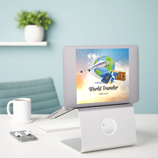 World Traveler Template, Add text, シール (デスク上のノートパソコン)
