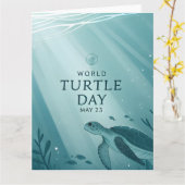 World Turtle Day Underwater Sea Turtle Art カード (黄色い花)