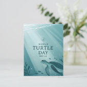 World Turtle Day Underwater Sea Turtle Art シーズンポストカード (スタンド正面)