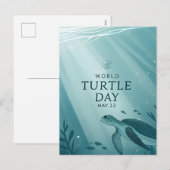 World Turtle Day Underwater Sea Turtle Art シーズンポストカード (正面/裏面)