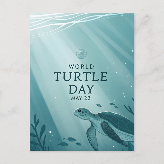 World Turtle Day Underwater Sea Turtle Art ポストカード (正面)