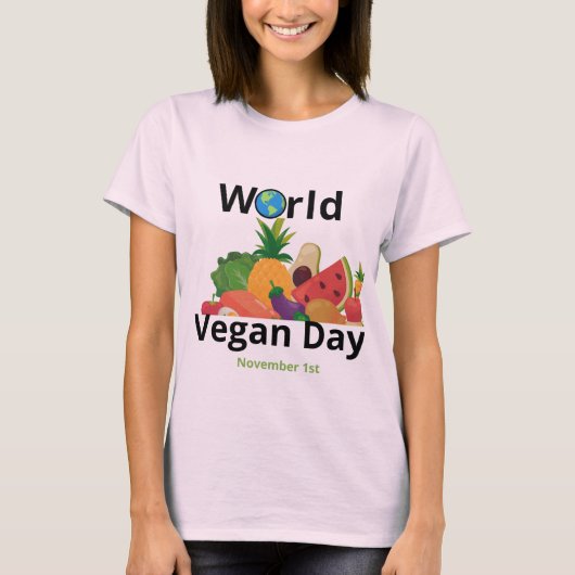 World Vegan Day T-Shirt Design Tシャツ (正面)