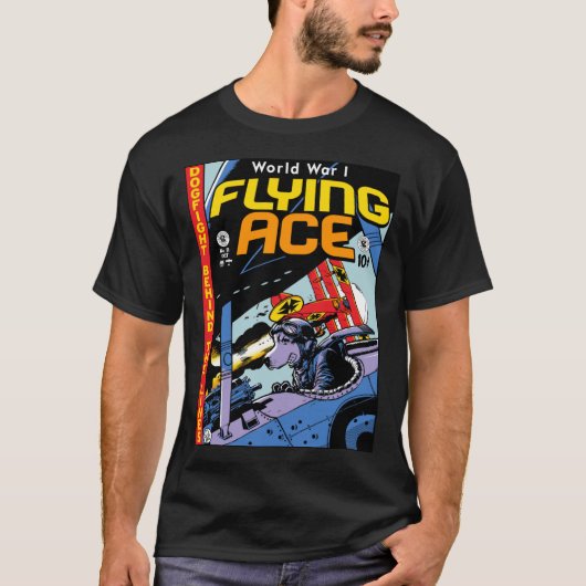 World War 1 Flying Ace funny girl girl Tシャツ (正面)