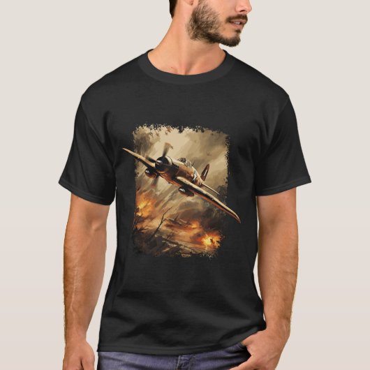 World War 2ヴィンテージ戦闘飛行機Tシャツ設計 Tシャツ (正面)