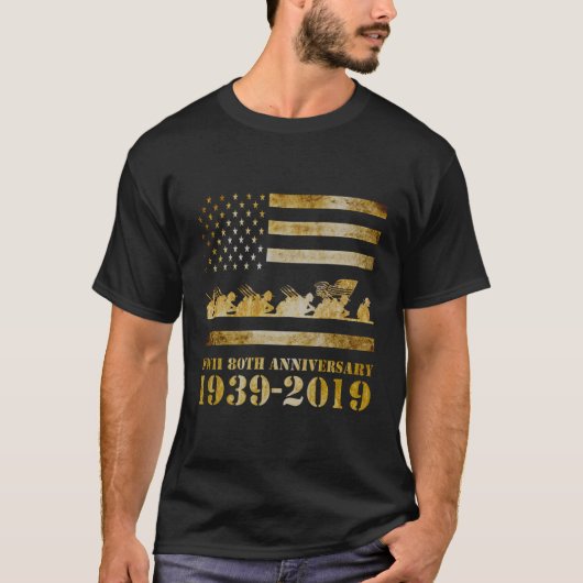 World War 2 Ii 80周年記念退役軍人D Day Gif Tシャツ (正面)