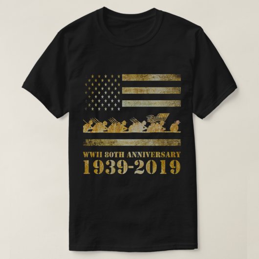 World War 2 II 80th Anniversary退役軍人D Day Gif Tシャツ (デザイン正面)