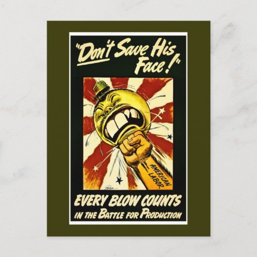 World War II -ヴィンテージ – アメリカ労働党 ポストカード (正面)