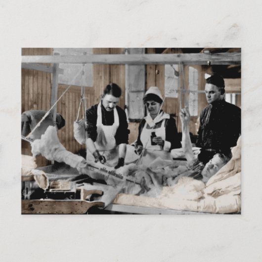 World War One Armyナースとスタッフと患者 ポストカード (正面)