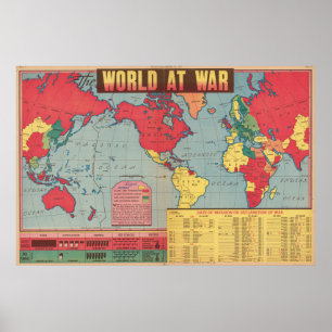 World War Two Map ポスター