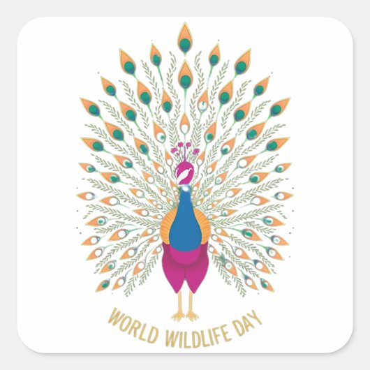 WORLD WILDLIFE DAYステッカー スクエアシール (正面)
