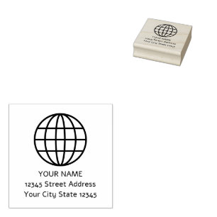 World wire globe sphereロゴ差出人住所スタンプ ラバースタンプ