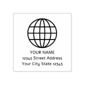 World wire globe sphereロゴ差出人住所スタンプ ラバースタンプ (インプリント)