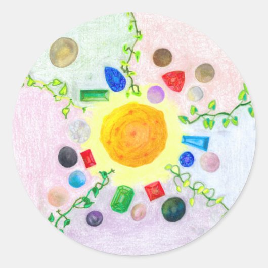 World Within Gems and Pearls Stickers ラウンドシール (正面)