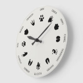 Worldly Animal Tracks Footprints Identification ラージ壁時計 (傾斜)