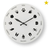 Worldly Animal Tracks Footprints Identification ラージ壁時計