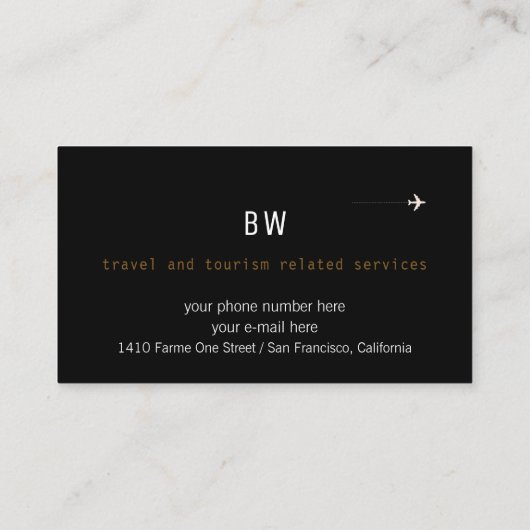 worldmap付きの旅行代理店ブラック名刺 名刺 (裏面)