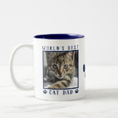 World's 最高の Catパパ写真名Paw Prints Navy ツートーンマグカップ (左)