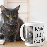 World's 最高の Cat Momの写真 コーヒーマグカップ<br><div class="desc">猫の母へのおもしろい最高のギフトは、ペットの写真2枚とタイポグラフィに入った「世界の猫の母最高のさん」を使ったカッコいいマグカップ。</div>