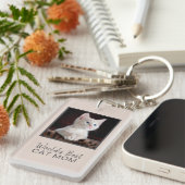 World's 最高の Cat Mom Cat写真赤面Pink Gray キーホルダー (正面右)