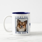 World's 最高の Dogパパ写真名Paw Prints Navy ツートーンマグカップ (左)