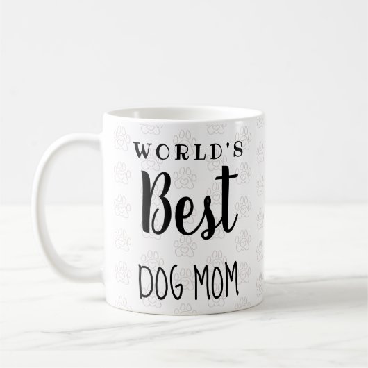 World's 最高の Dog Mom (カスタム文字、テキストの追加) コーヒーマグカップ (左)