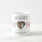 World's 最高の Mom -ハート写真とカスタム文字ギフト コーヒーマグカップ (中央)